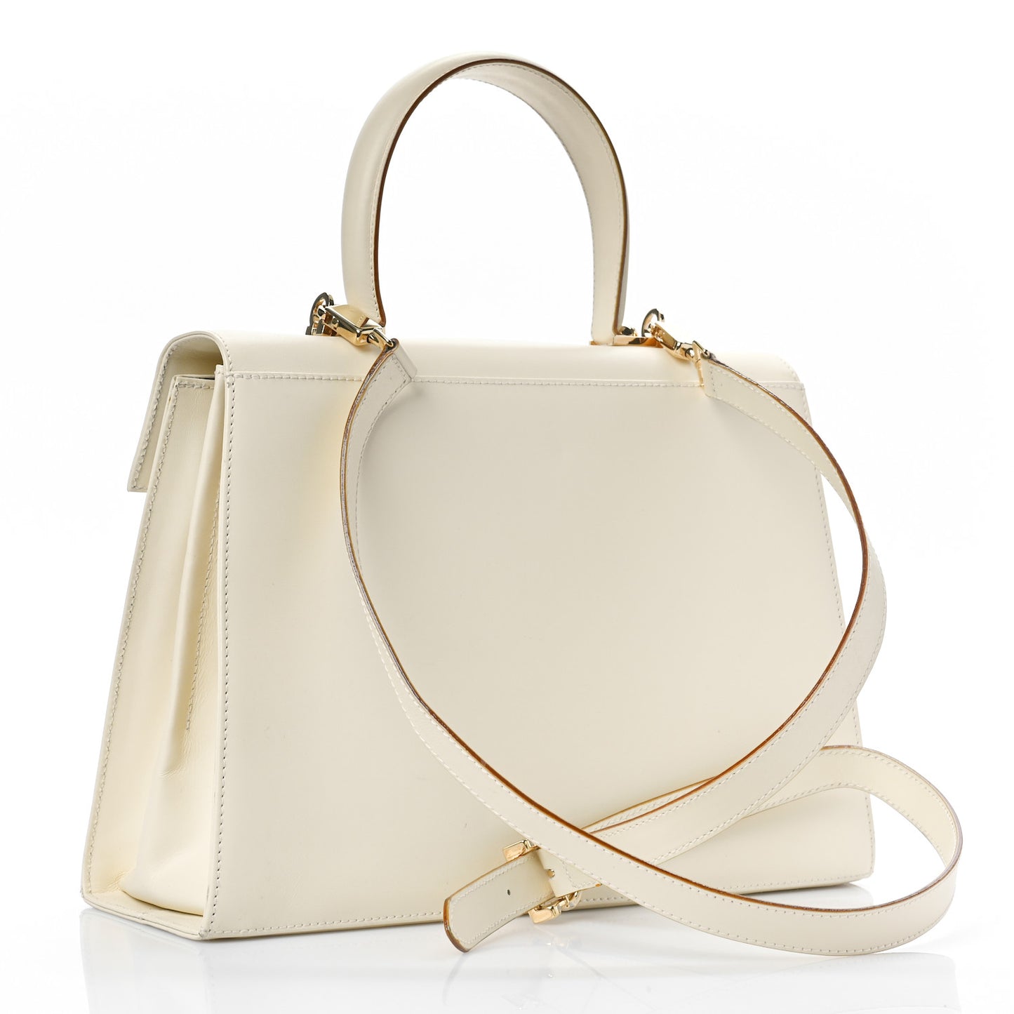 Brushed Off Calfskin Iconic Large Top Handle Bag Magnolia