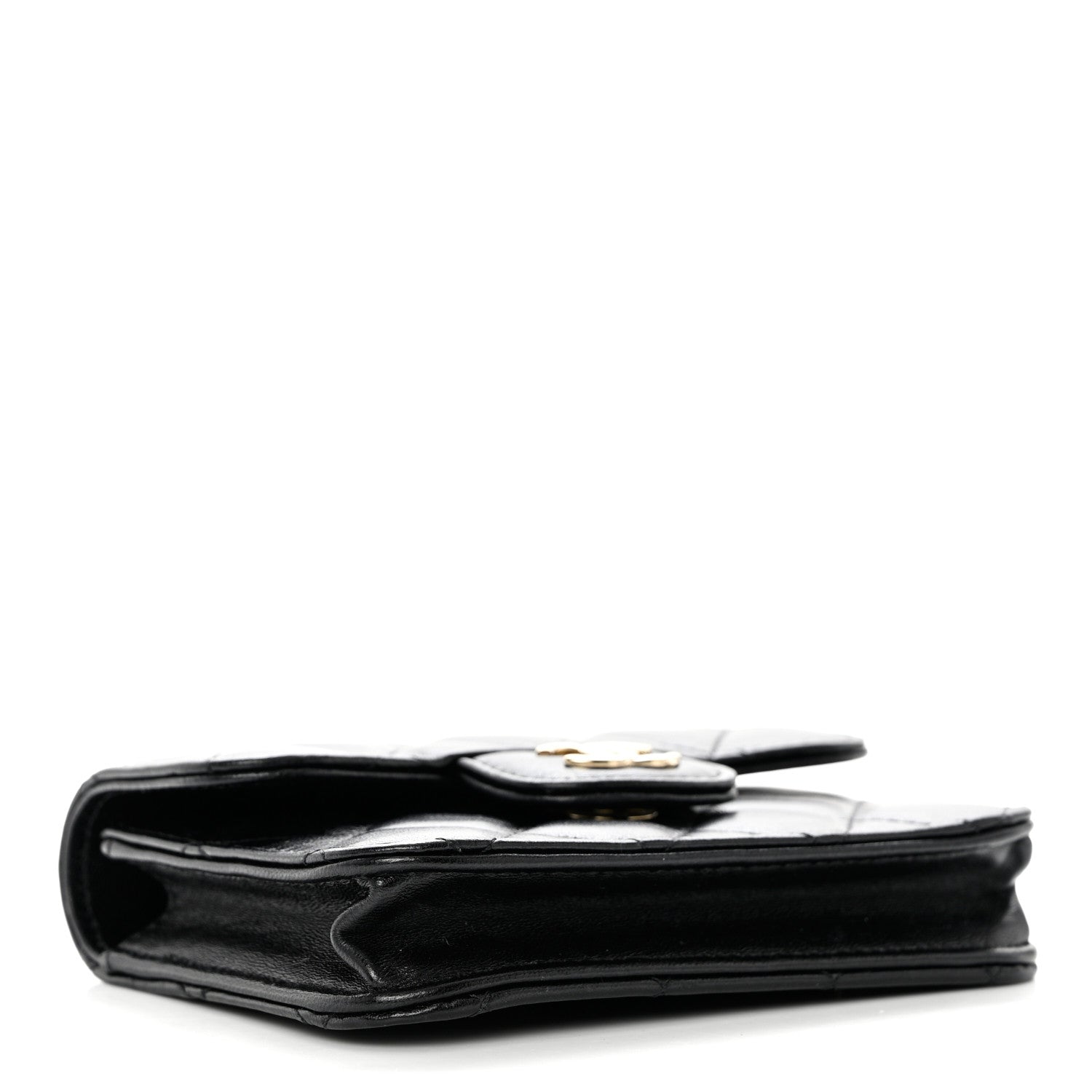 Chanel Lambskin Quilted Top Handle Flap Coin Purse With Chain Black 4 of 11