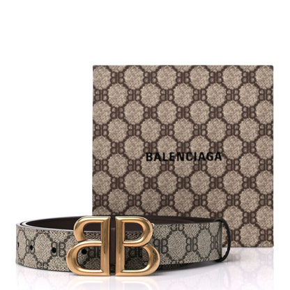 Gucci X BALENCIAGA BB Supreme Monogram Belt 80 32 Beige Ebony 5 of 5