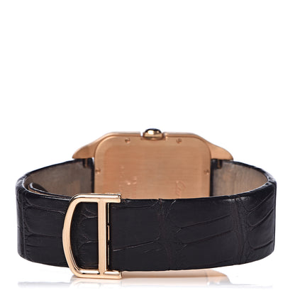 Cartier 18K Pink Gold Alligator 35mm Santos Dumont Collection Privee Manual Winding Watch Black 4 of 12