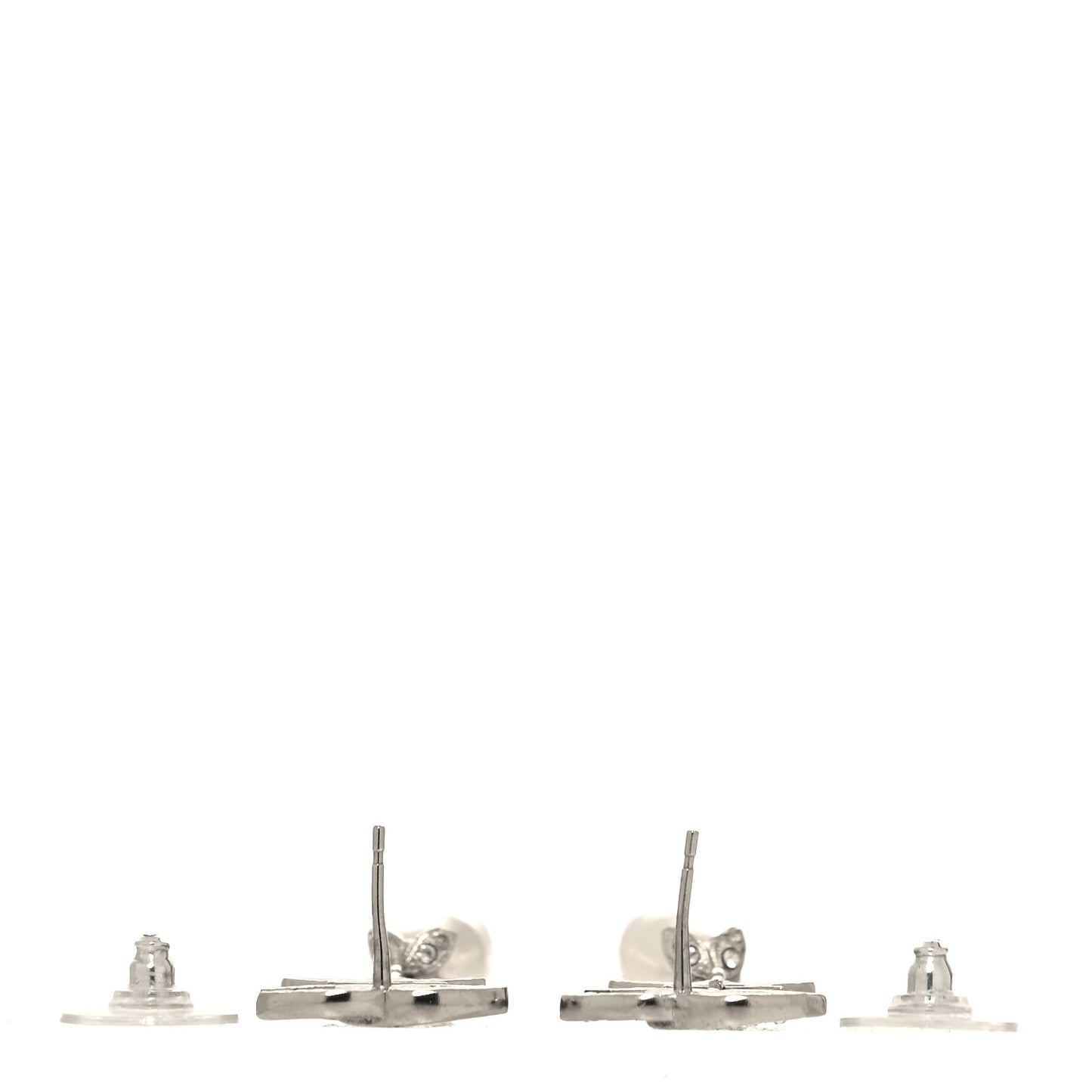 Crystal CC Pearl Star Drop Earrings Silver