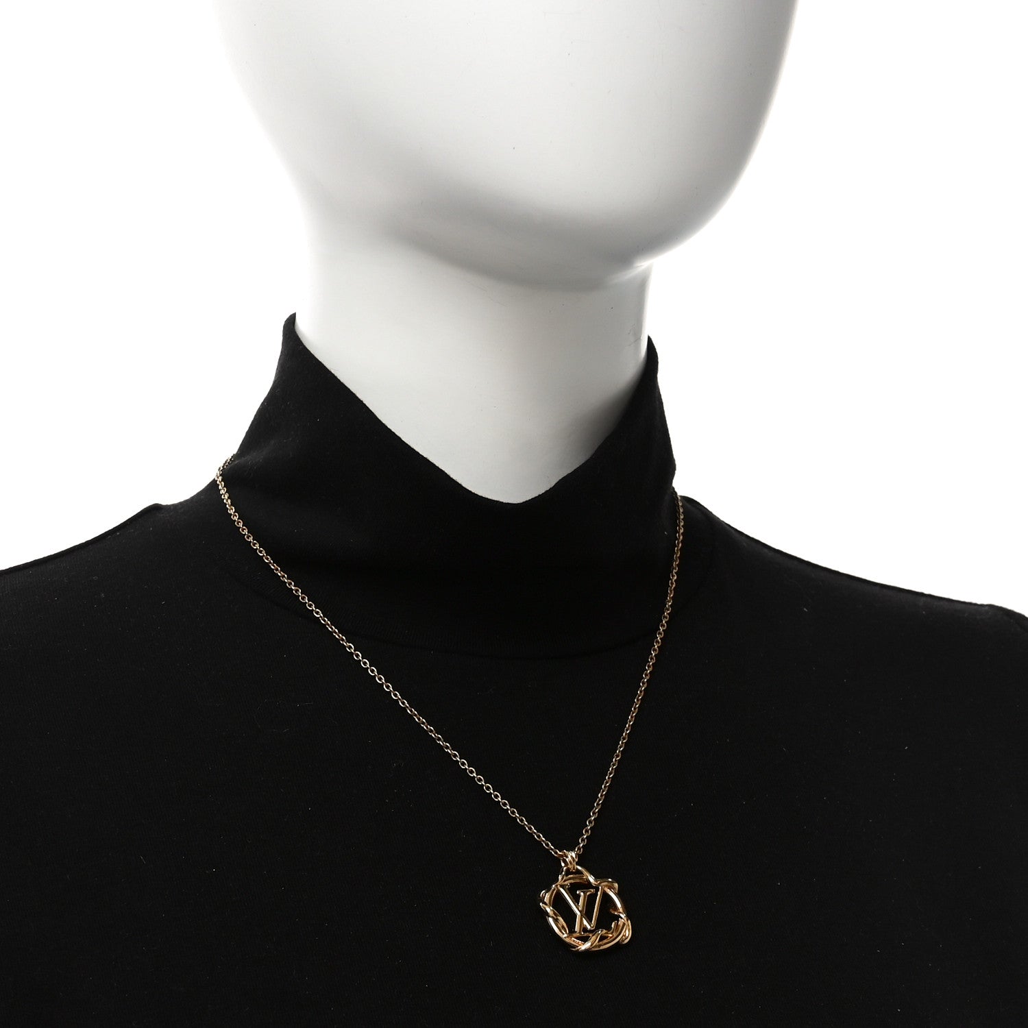 Louis Vuitton Metal LV Garden Louis Pendant Necklace Gold 2 of 6