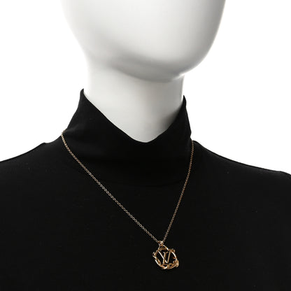 Louis Vuitton Metal LV Garden Louis Pendant Necklace Gold 2 of 6