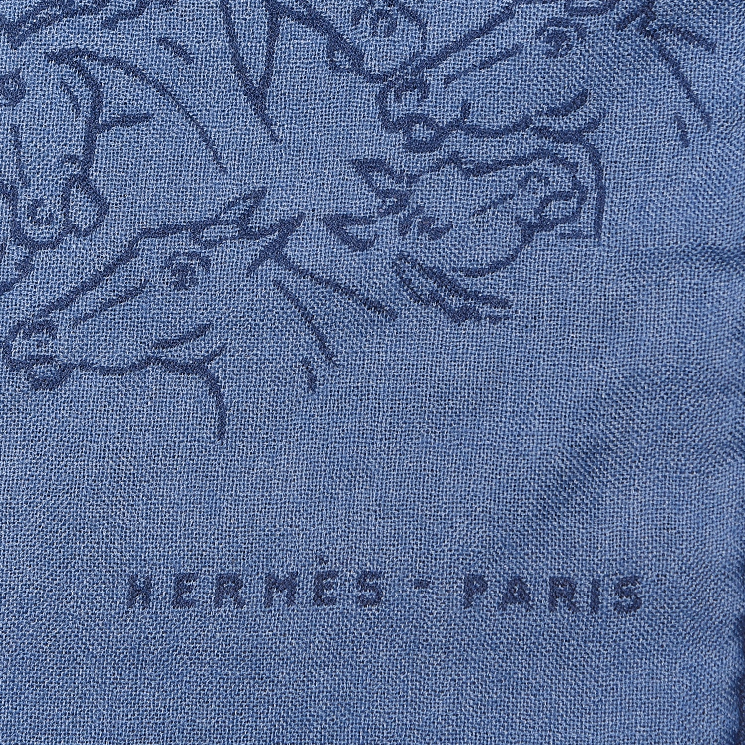 Hermes Cashmere Silk Whispering Horses Echarpe Muffler Mediterranee Indigo 4 of 5