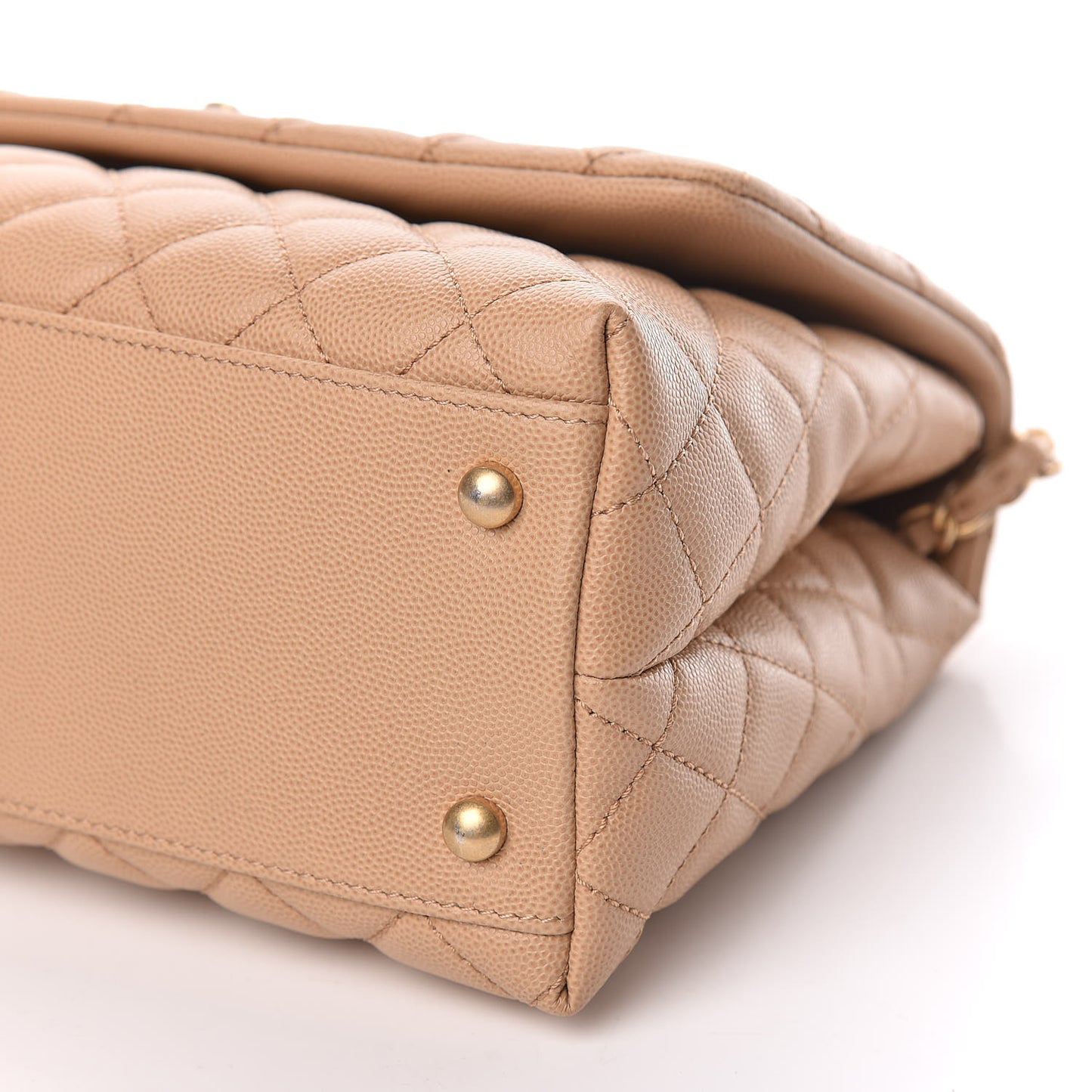 Caviar Lizard Embossed Quilted Small Coco Handle Flap Beige