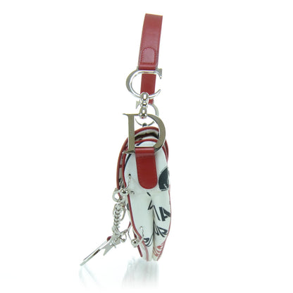 Christian Dior Hardcore Pierced Saddle Bag White Red Black 6 of 9