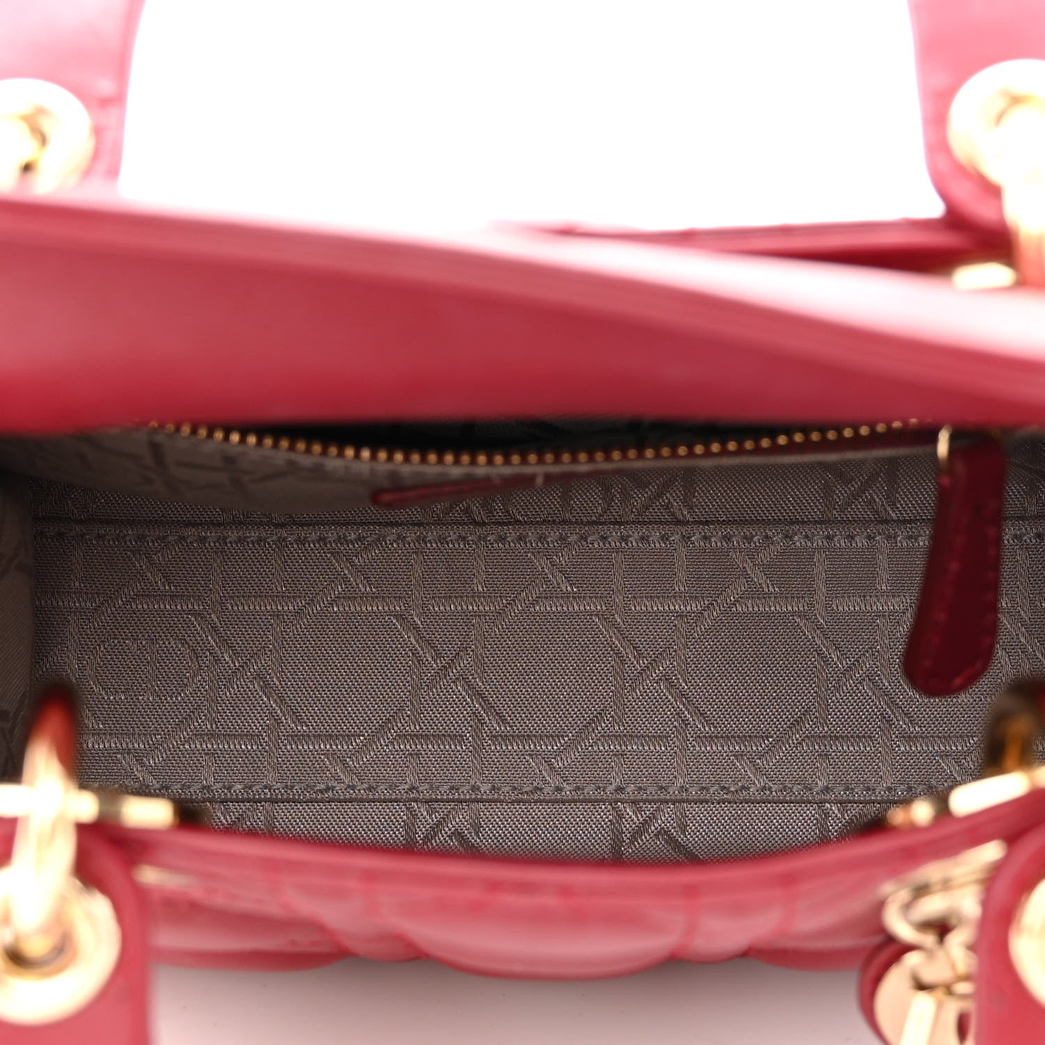 Christian Dior Lambskin Cannage Mini Lady Dior Burgundy 5 of 14