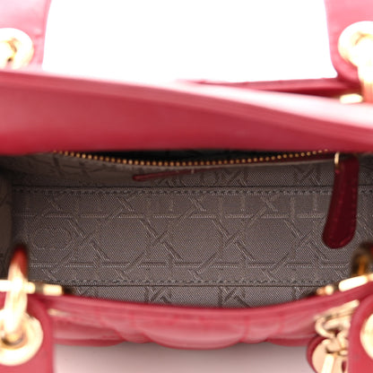 Christian Dior Lambskin Cannage Mini Lady Dior Burgundy 5 of 14