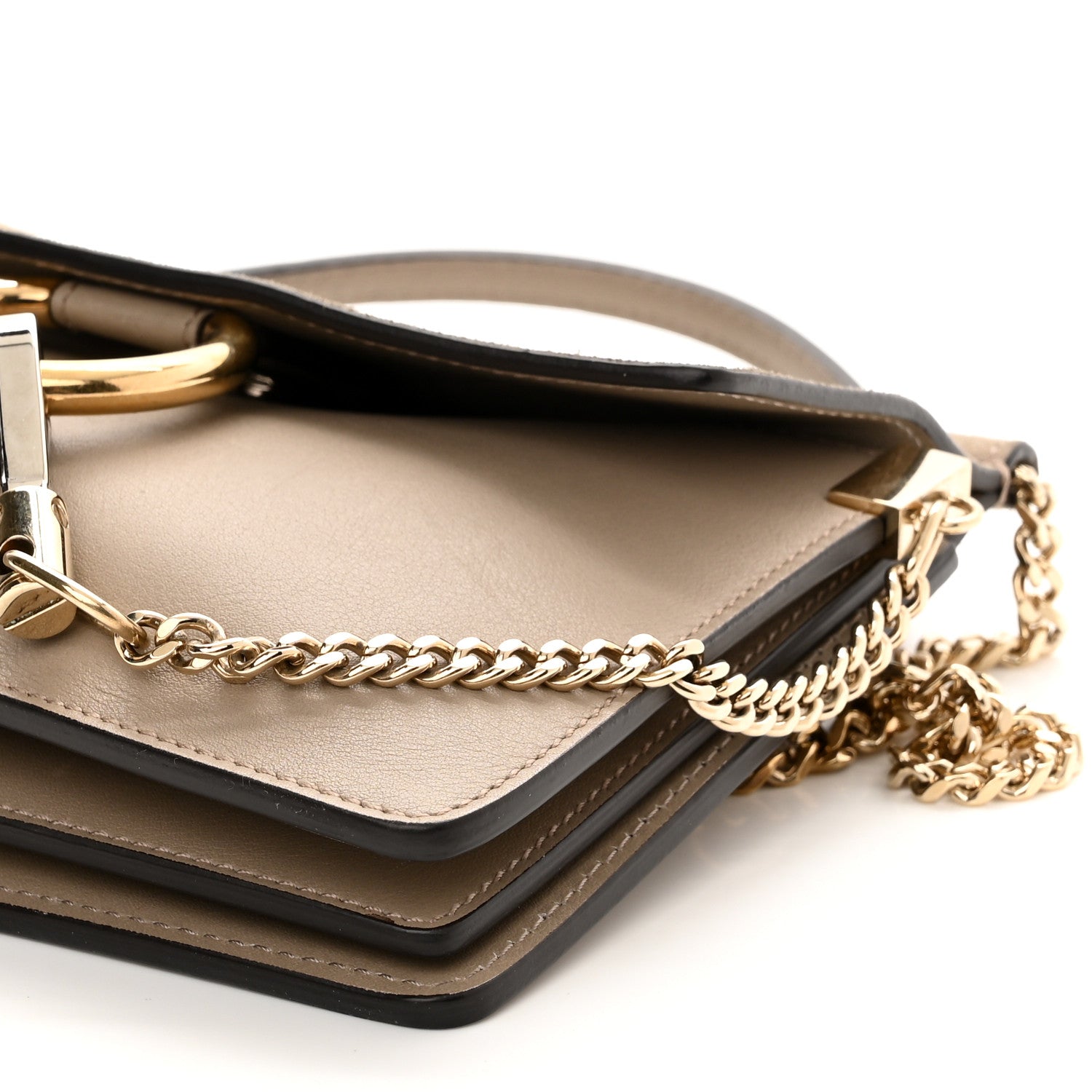 Chloe Calfskin Suede Mini Chain Faye Shoulder Bag Motty Grey 9 of 11