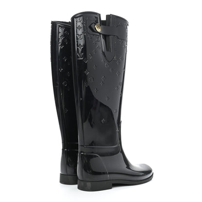 Louis Vuitton Rubber Embossed Monogram Drops High Boots 36 Black 4 of 12
