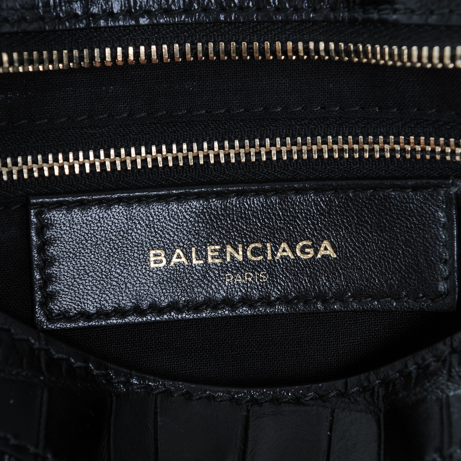 Balenciaga Calfskin Crocodile Embossed Giant 12 Gold Hardware City Black 6 of 6
