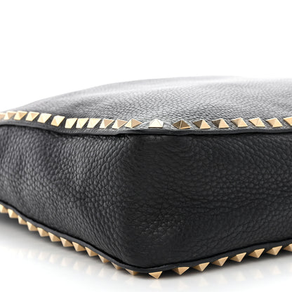 Valentino Garavani Pebbled Calfskin Small Rockstud Flip-Lock Messenger Bag Black 9 of 13