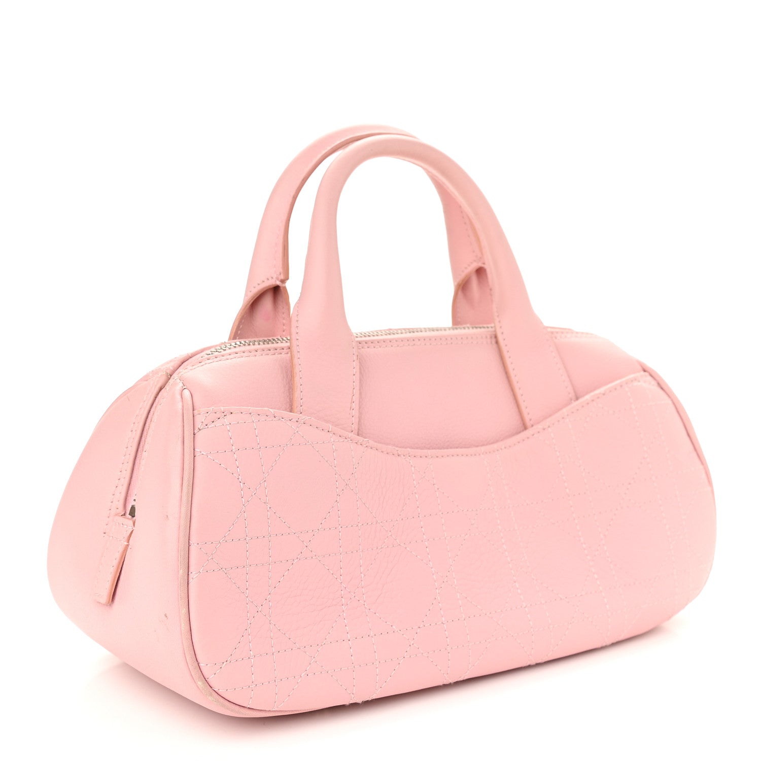 Christian Dior Calfskin Cannage Handbag Pink 3 of 13