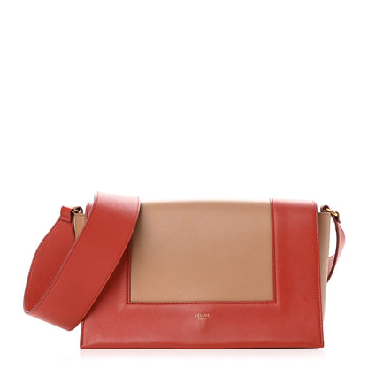 Celine Shiny Smooth Calfskin Medium Frame Shoulder Bag Red Tan 1 of 13