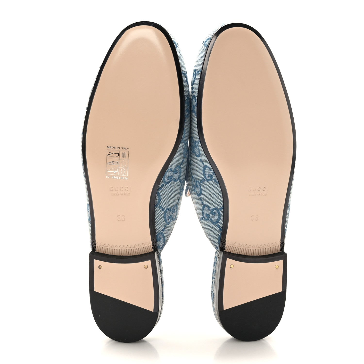 Gucci Canvas GG Monogram Nappa Womens Princetown Slippers 36 Porcelain Light Blue Dark Porcelain Light Blue 5 of 9