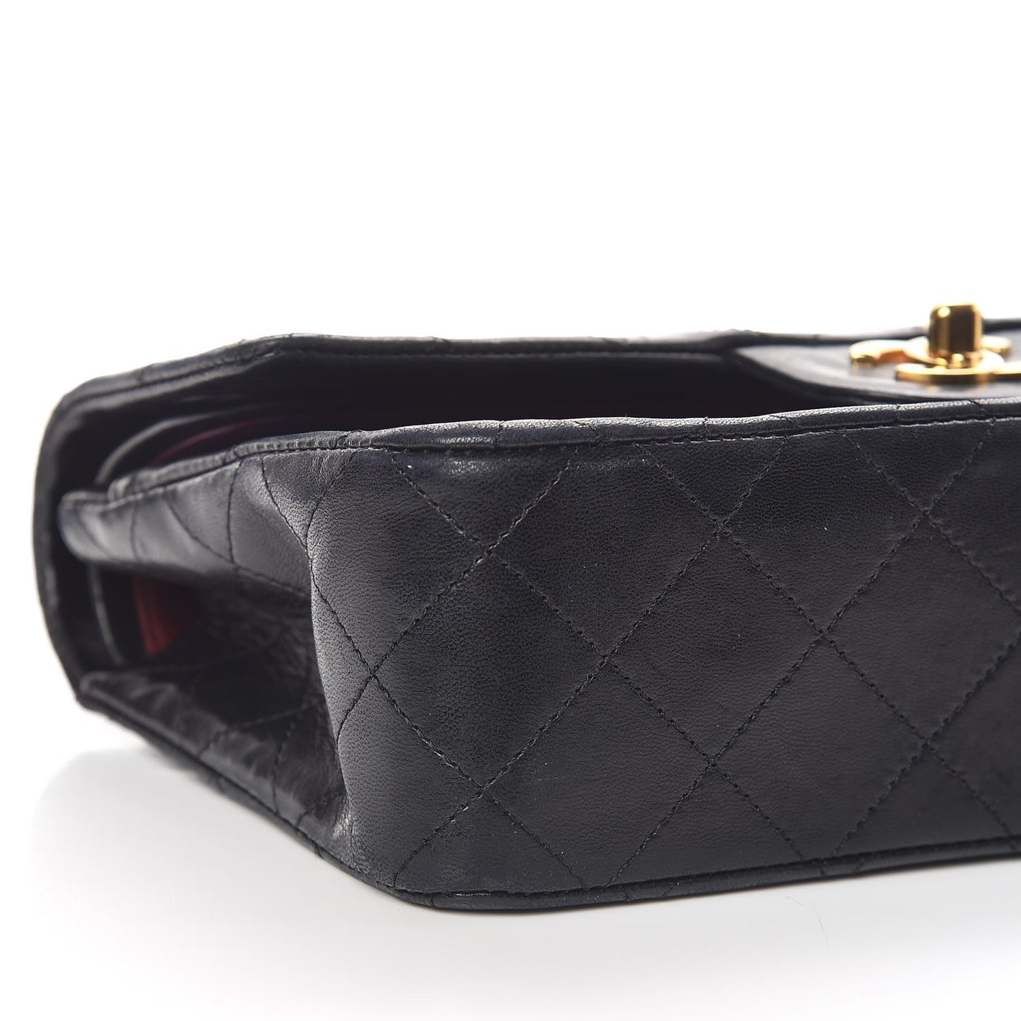 Lambskin Quilted Small Double Flap Black