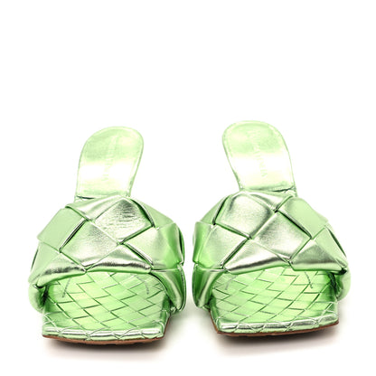 Bottega Veneta Metallic Nappa Maxi Reflection Weave Lido 90mm Mule Sandals 39 Pistachio 3 of 8