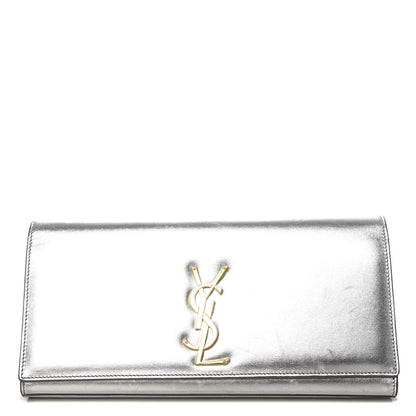 Saint Laurent Textured Metallic Calfskin Classic Monogram Cassandre Clutch Silver 1 of 7