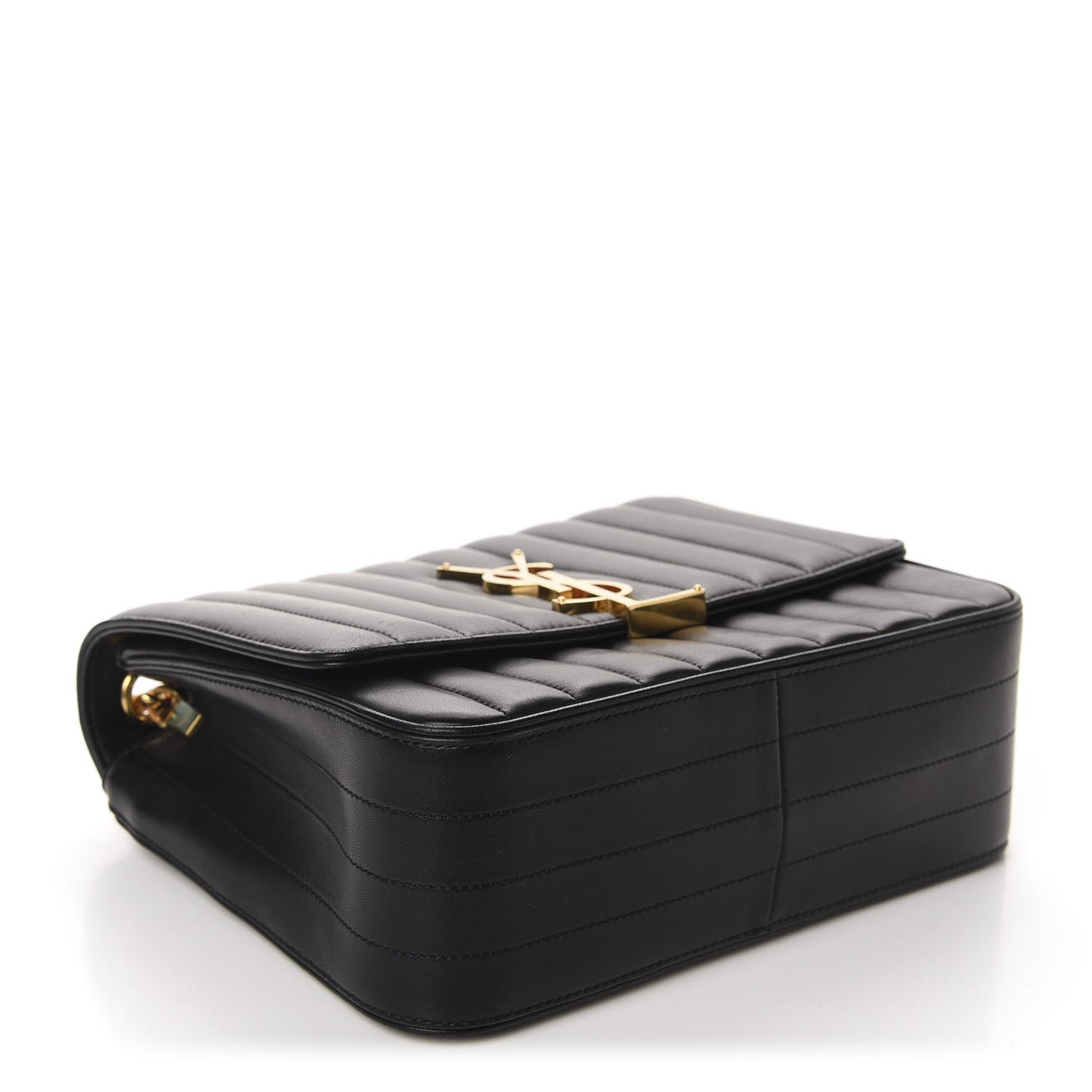 Lambskin Matelasse Monogram Large Vicky Chain Bag Black