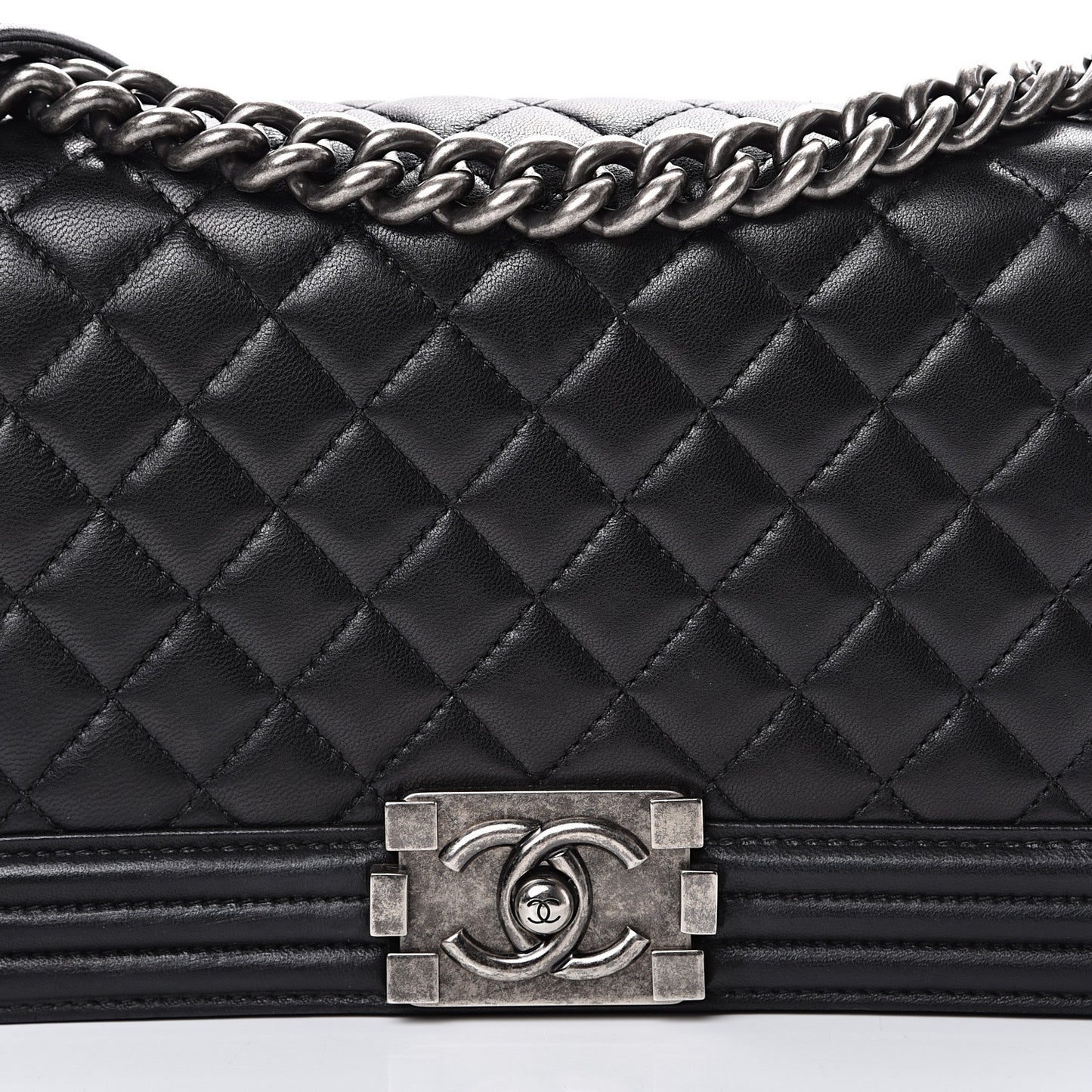 Lambskin Quilted Medium Boy Flap Black