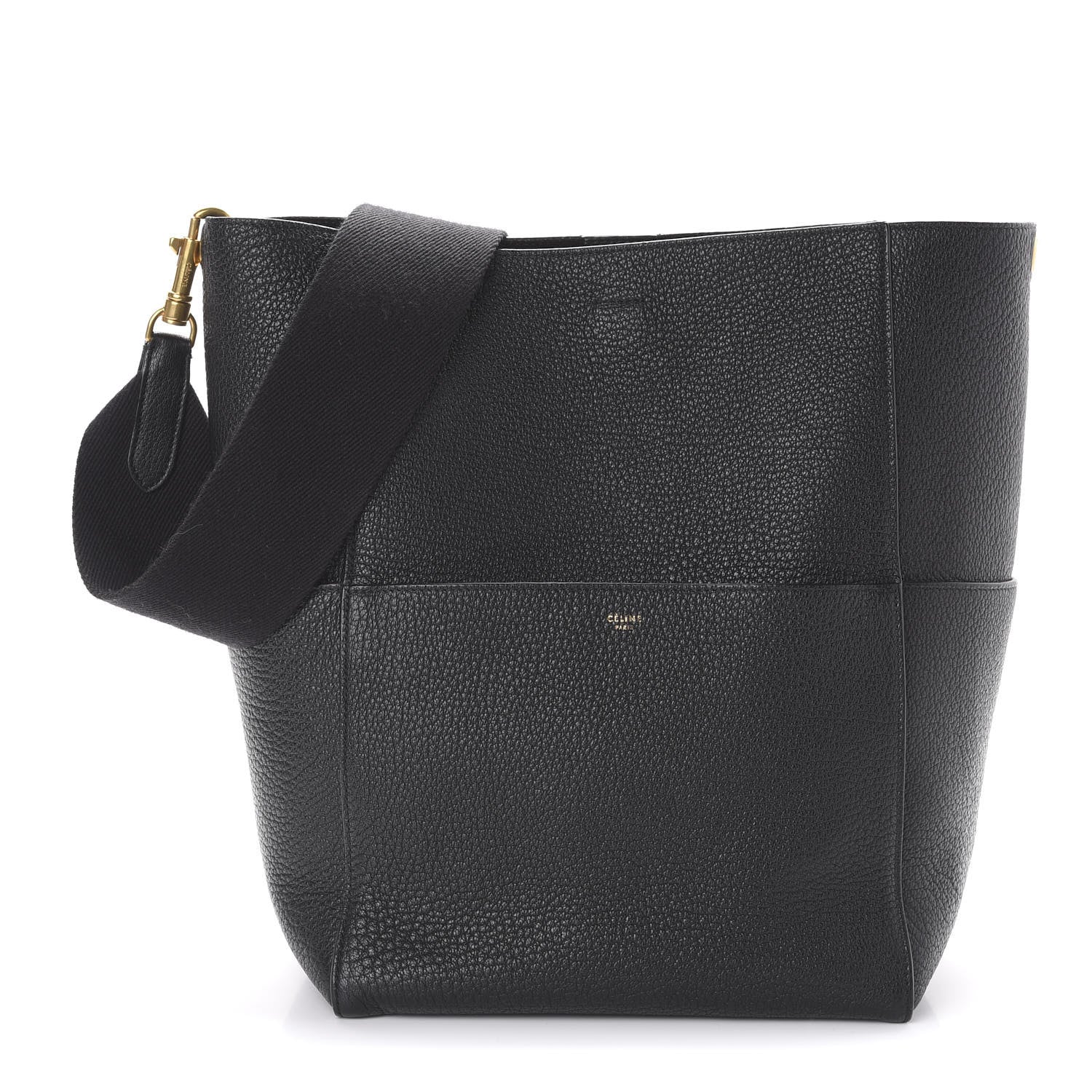 Celine Soft Grained Calfskin Sangle Bucket Bag Black 1 of 10