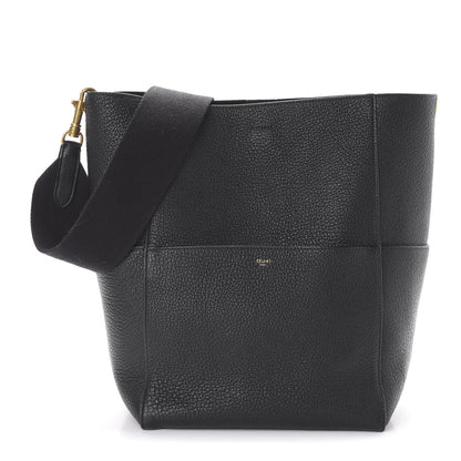 Celine Soft Grained Calfskin Sangle Bucket Bag Black 1 of 10
