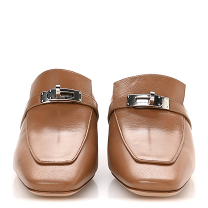 Hermes Goatskin Blossom Mules 38.5 Marron Havane 3 of 9