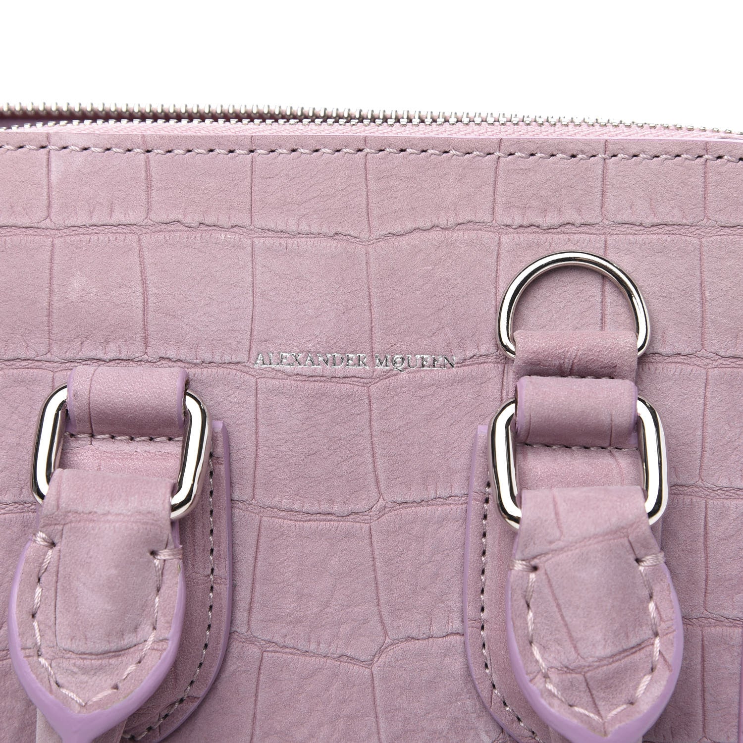 Alexander McQueen Crocodile Embossed Nubuck Mini Heroine Shoulder Bag Lilac 7 of 9