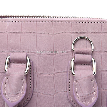 Alexander McQueen Crocodile Embossed Nubuck Mini Heroine Shoulder Bag Lilac 7 of 9