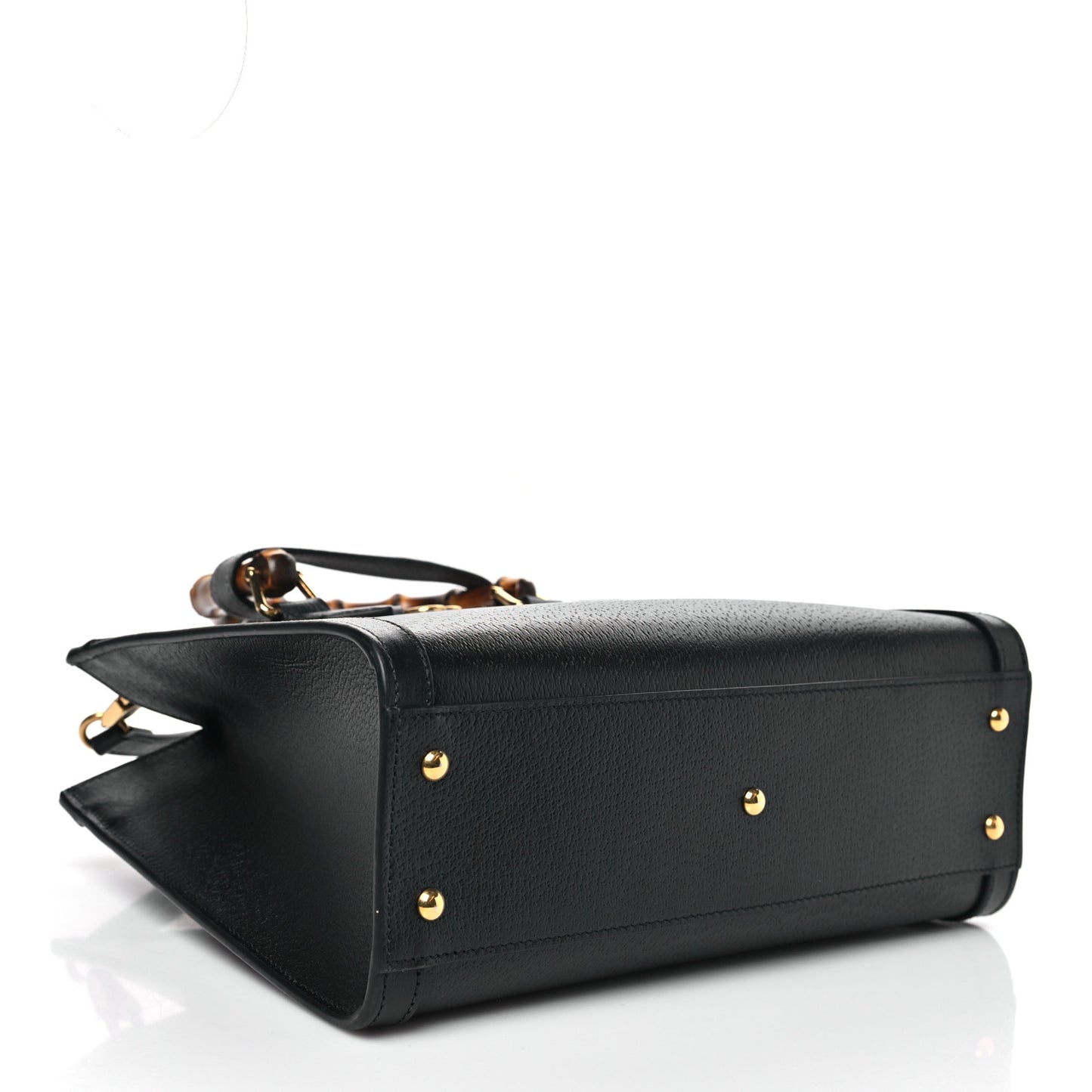 Textured Dollar Calfskin Web Small Diana Tote Bag Black Dusty Grey