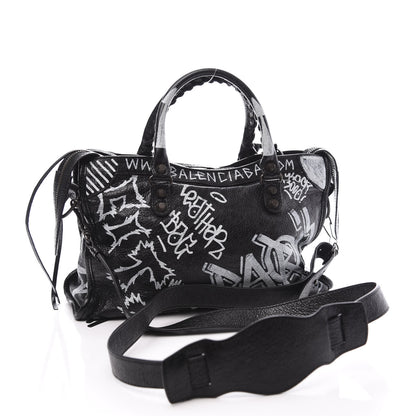 Balenciaga Agneau Classic Hardware Graffiti All Over S City Black 3 of 13