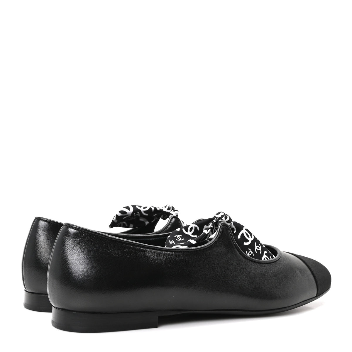 Chanel Lambskin Grosgrain Silk CC Mary Jane Flats 40 Black White 5 of 9