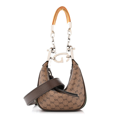 Gucci GG Supreme Monogram Textured Calfskin Web Mini Attache Hobo Beige Ebony New Acero 1 of 11