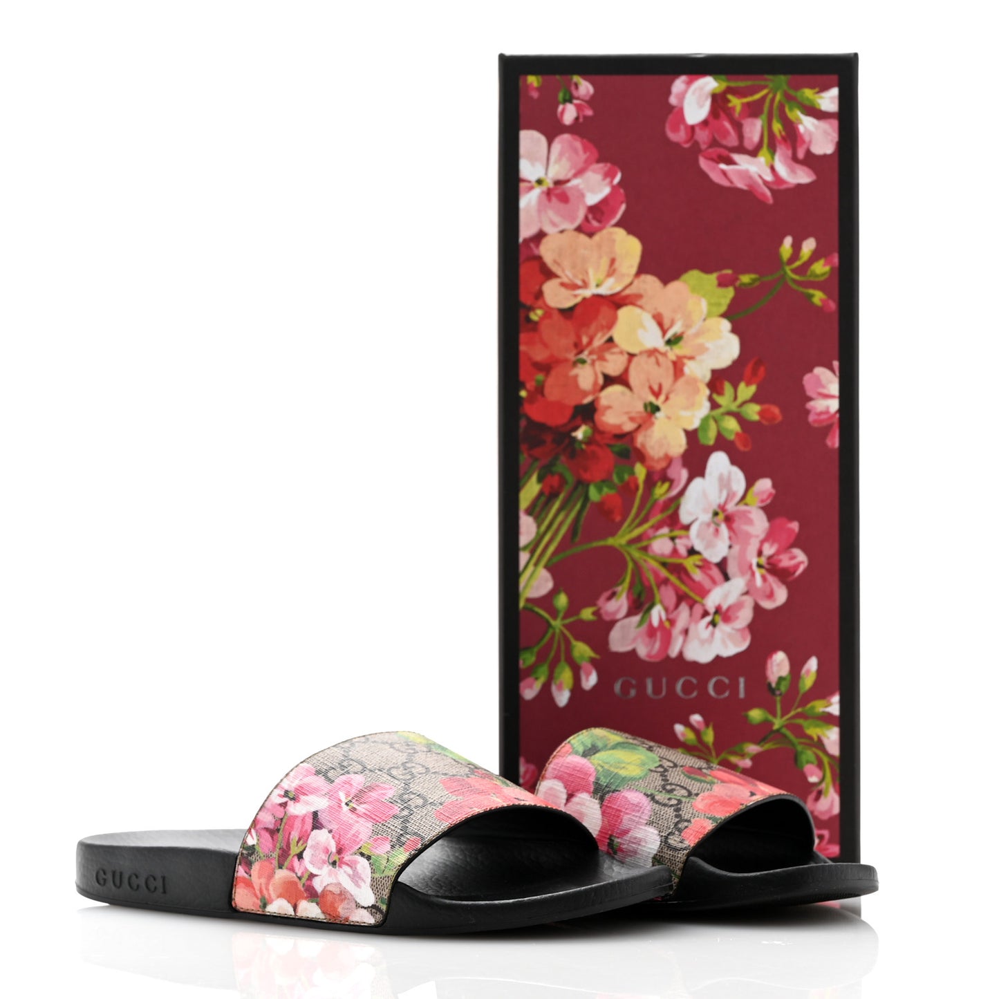 GG Supreme Monogram Blooms Slide Sandals 36 Beige Multicolor