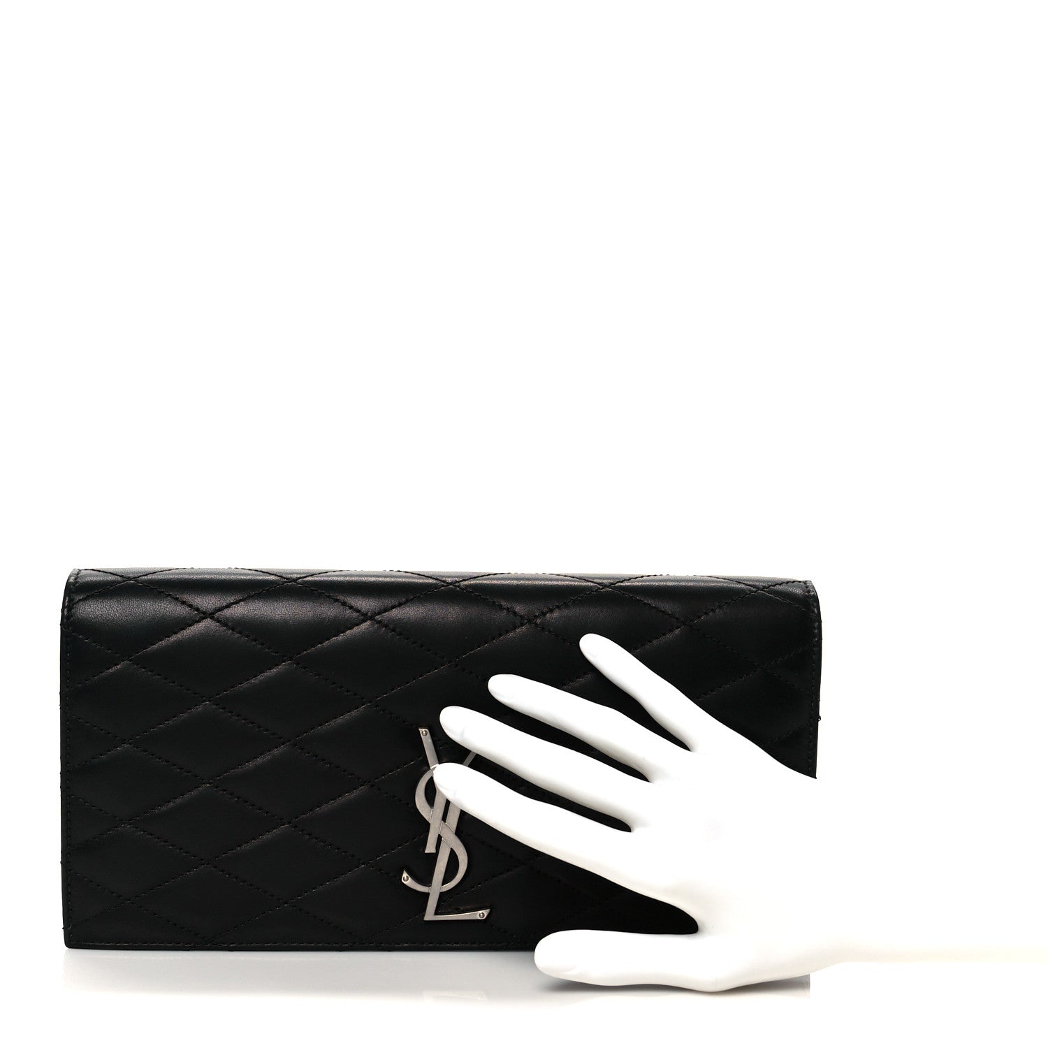 Saint Laurent Lambskin Quilted Kate Clutch Black 2 of 9