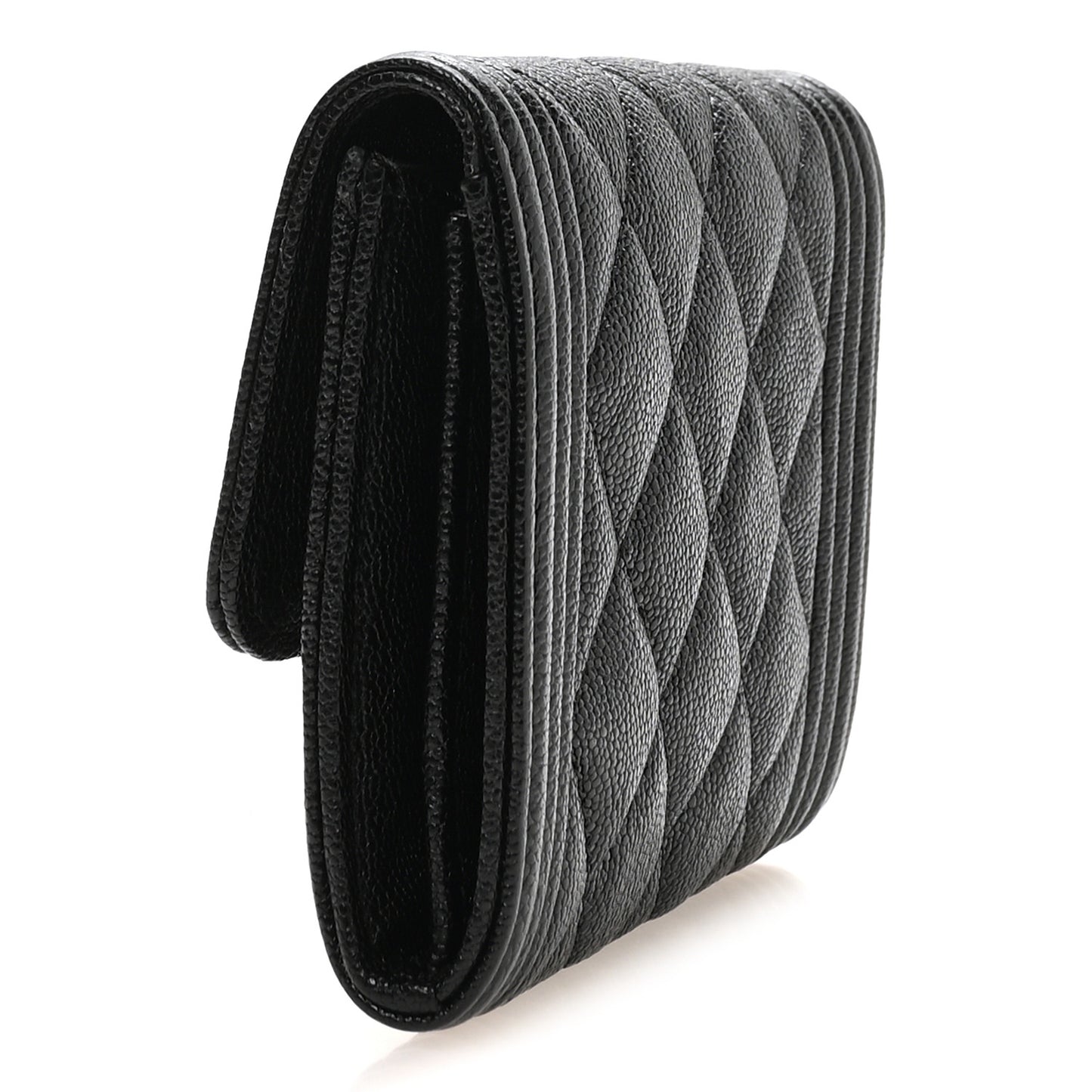 Caviar Quilted Boy Flap Card Holder Black