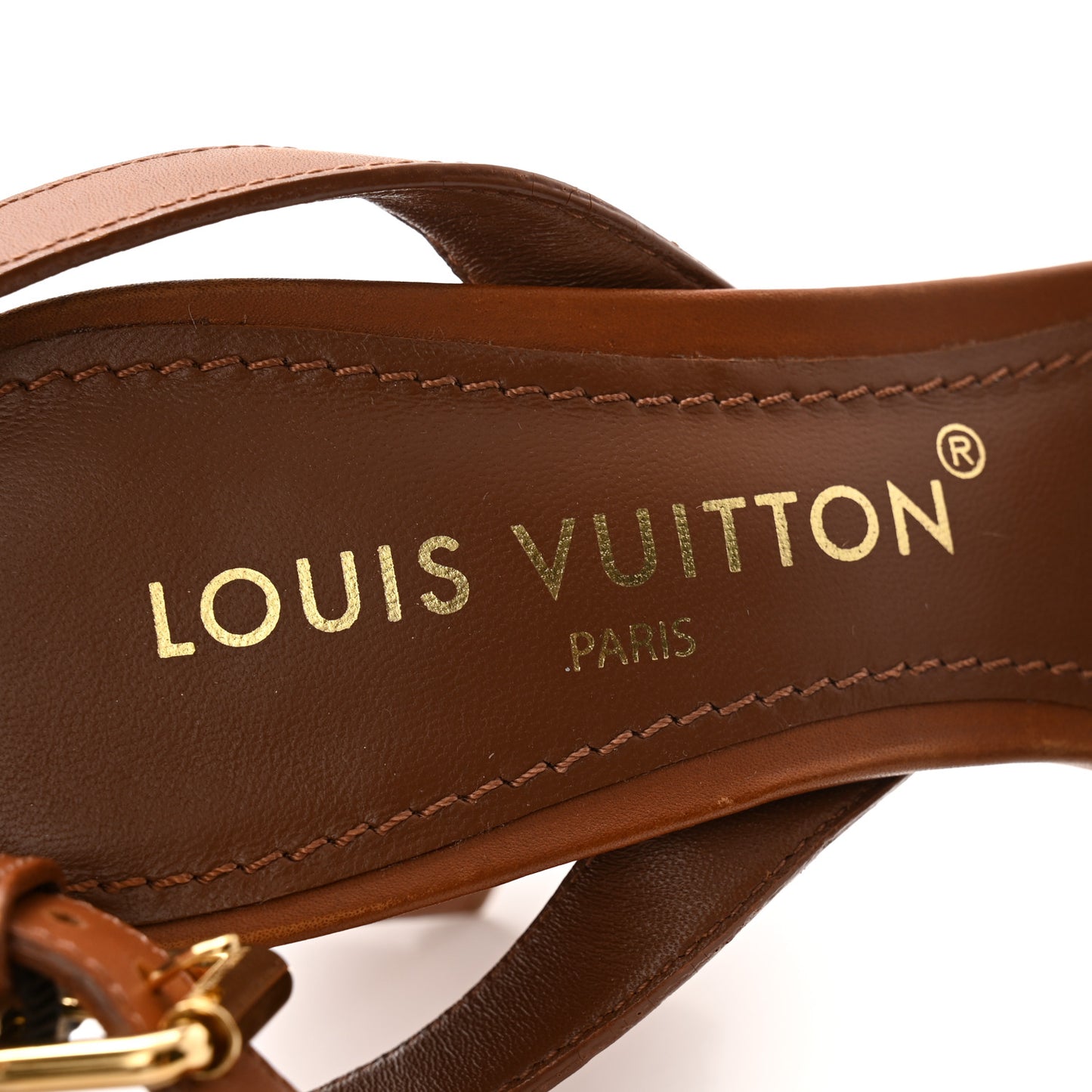 Calfskin Perforated Monogram Silhouette Sandals 38 Gold