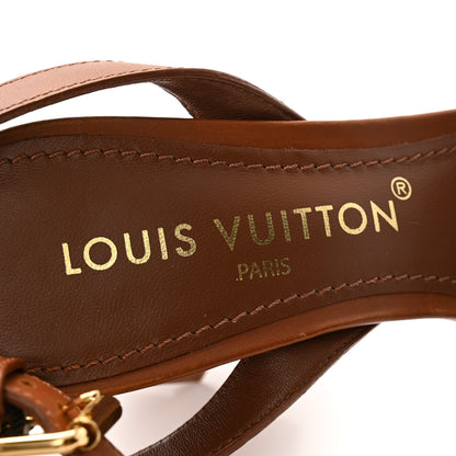 Louis Vuitton Calfskin Perforated Monogram Silhouette Sandals 38 Gold 6 of 9
