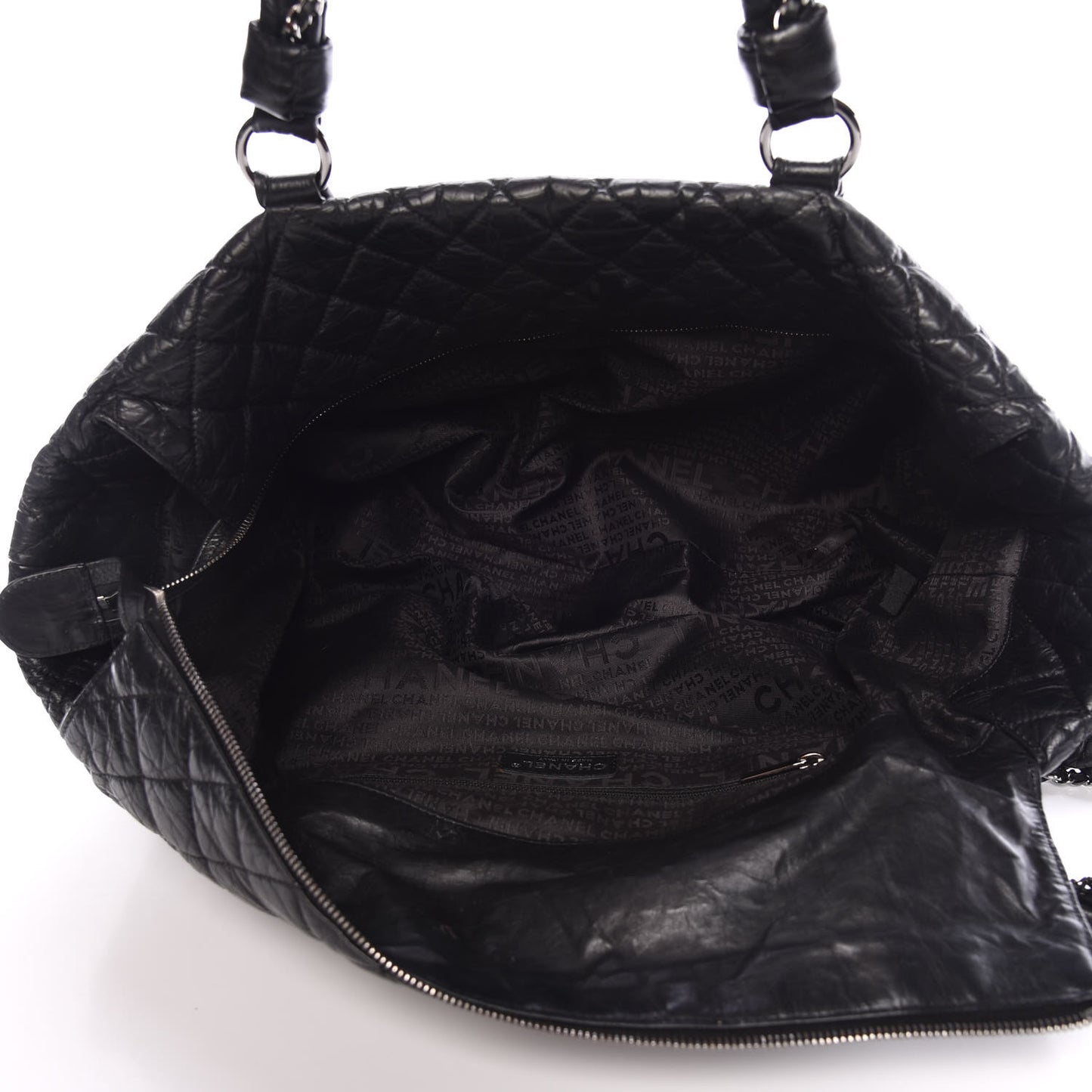 Aged Calfskin Vintage Ligne XL Lady Braid Tote Black