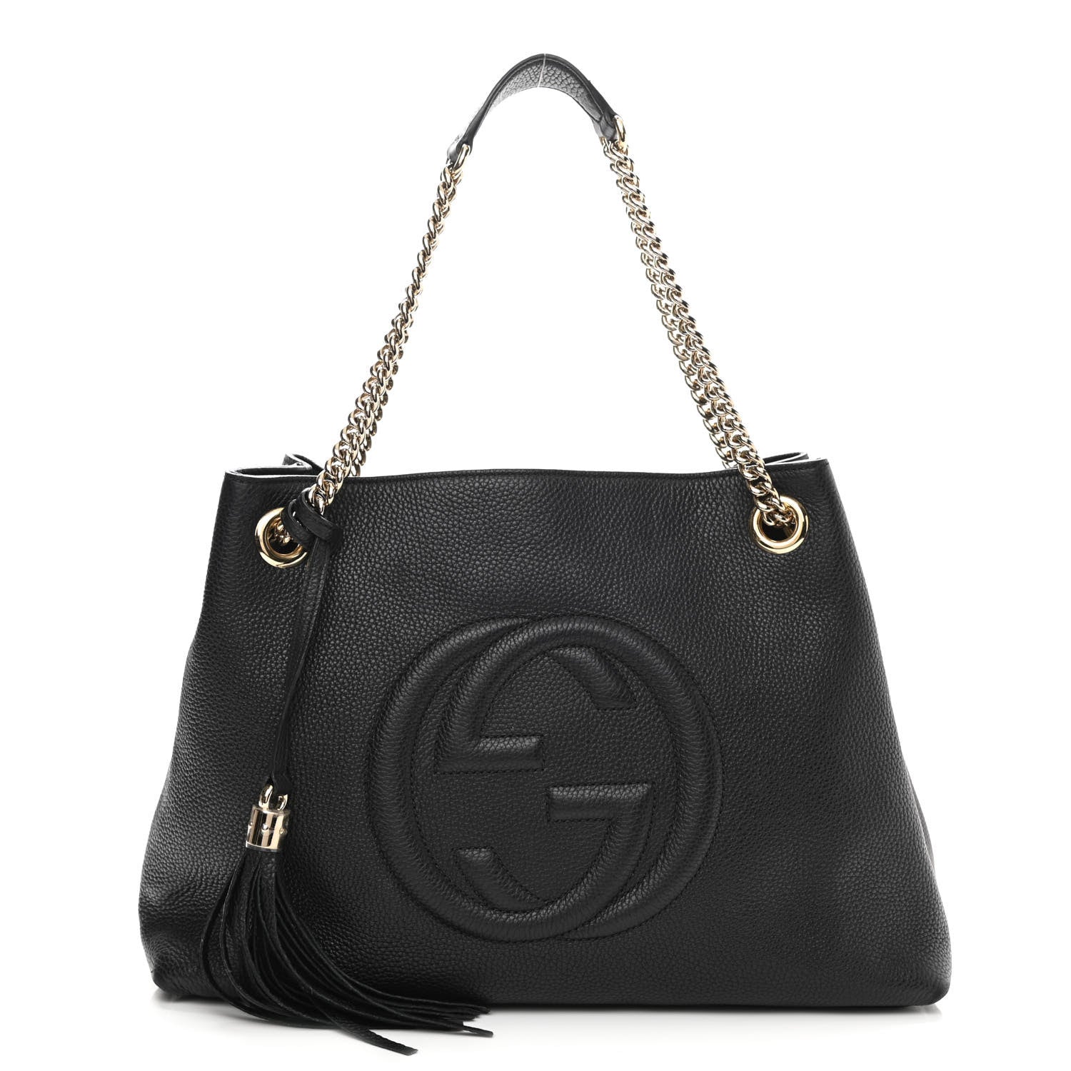 Gucci Pebbled Calfskin Medium Soho Chain Shoulder Bag Black 1 of 10
