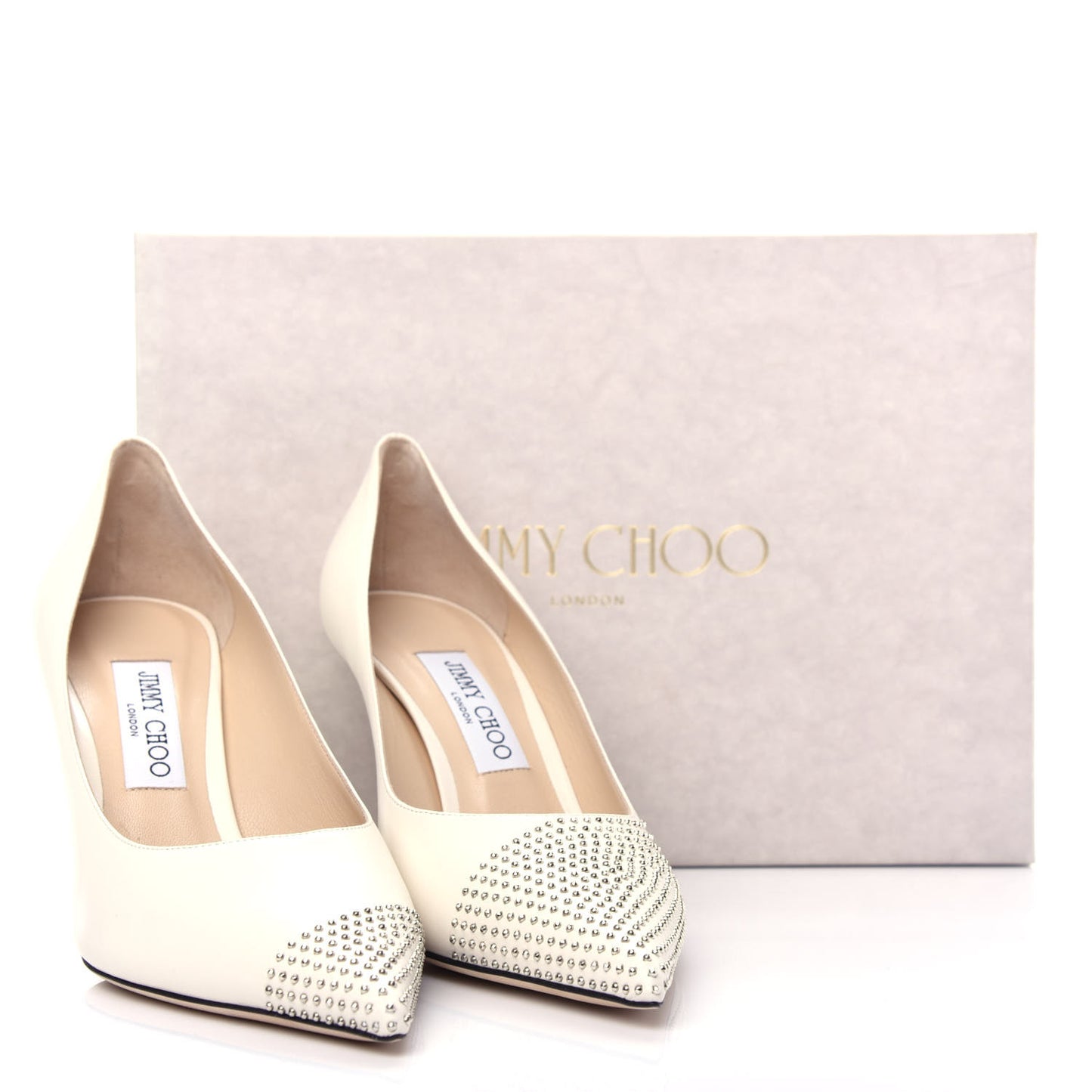 Calfskin Studded Love 85 Pumps 39.5 Latte Silver