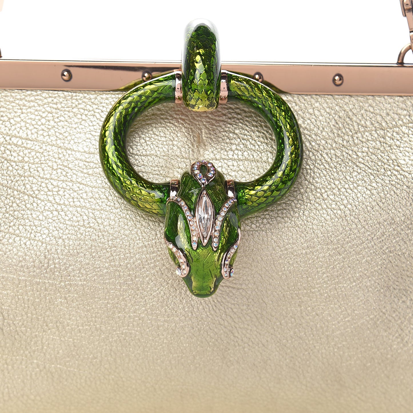 Metallic Calfskin Jeweled Dragon Evening Bag Gold