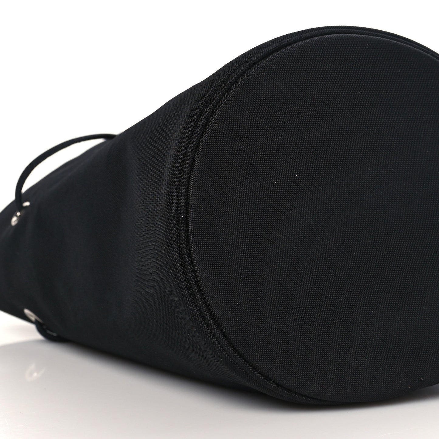 Recycled Sport Nylon Logo Embroidered Wheel Drawstring Bucket Bag Black White