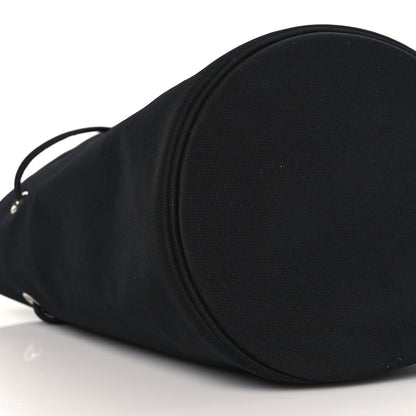 Balenciaga Recycled Sport Nylon Logo Embroidered Wheel Drawstring Bucket Bag Black White 7 of 8
