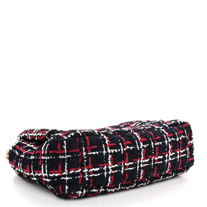Chanel Tweed Quilted Medium Chanel 19 Flap Navy Blue White Red 4 of 10