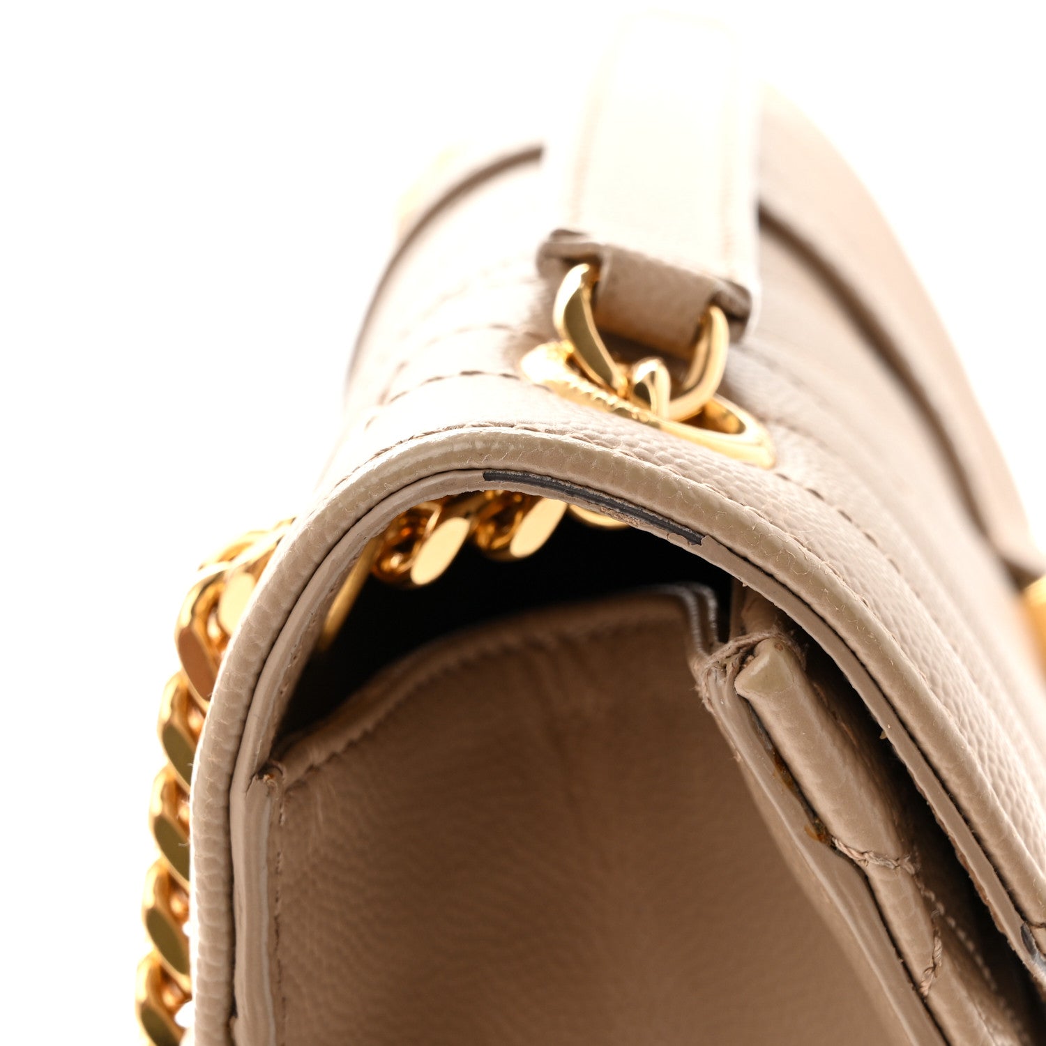 Saint Laurent Grain De Poudre Textured Mixed Matelasse Medium Triquilt Monogram Satchel Dark Beige 12 of 12