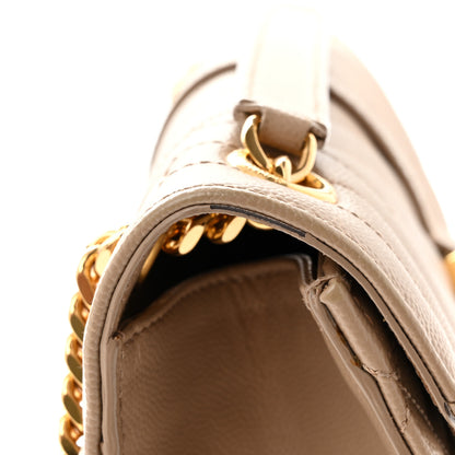 Saint Laurent Grain De Poudre Textured Mixed Matelasse Medium Triquilt Monogram Satchel Dark Beige 12 of 12