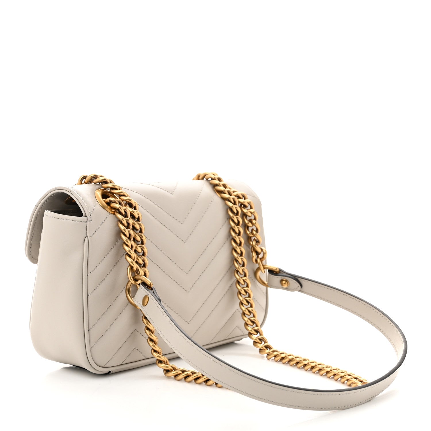 Gucci Calfskin Matelasse Mini GG Marmont Shoulder Bag Light Grey 3 of 10
