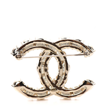 Chanel Pearl Crystal CC Brooch Gold Pearly White 2 of 4