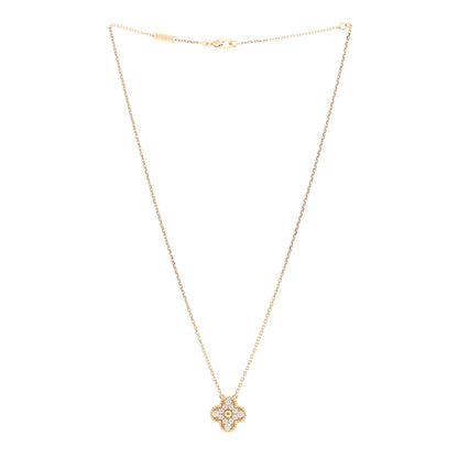 Van Cleef & Arpels 18K Yellow Gold Diamond Vintage Alhambra Pendant Necklace 3 of 6